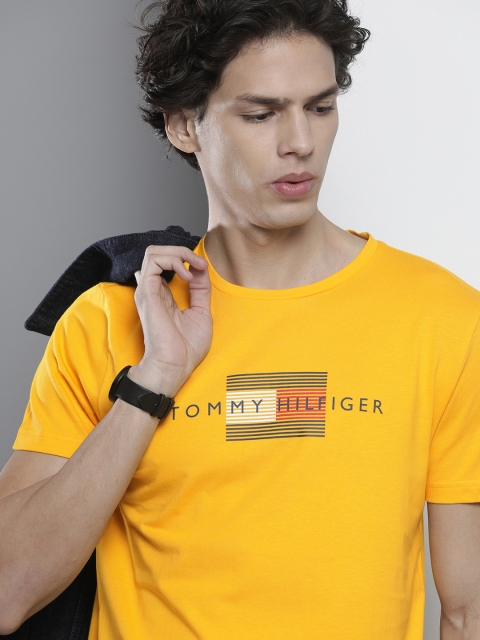 

Tommy Hilfiger Men Yellow Brand Logo Printed Organic Cotton T-shirt