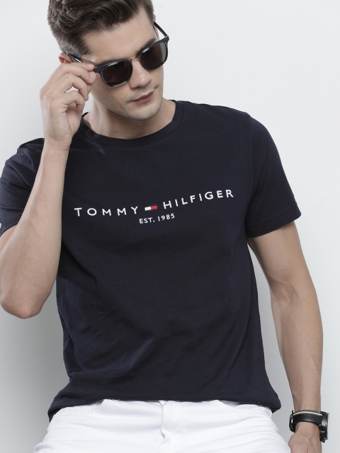 

Tommy Hilfiger Men Navy Blue Brand Logo Printed Organic Cotton T-shirt