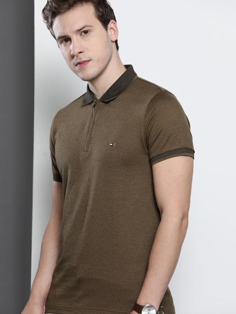 

Tommy Hilfiger Men Brown Polo Collar Slim Fit T-shirt