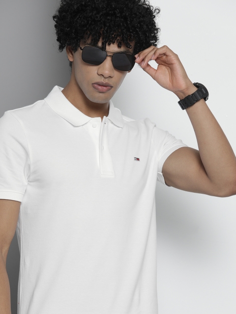 

Tommy Hilfiger Men White Polo Collar Slim Fit T-shirt