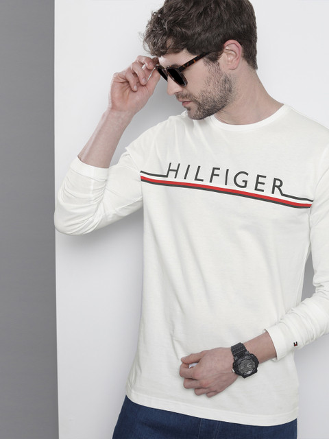 

Tommy Hilfiger Men White Typography Printed Organic Cotton T-shirt