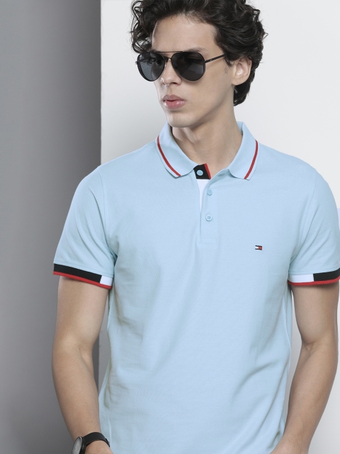 

Tommy Hilfiger Men Blue Solid Polo Collar Slim Fit T-shirt