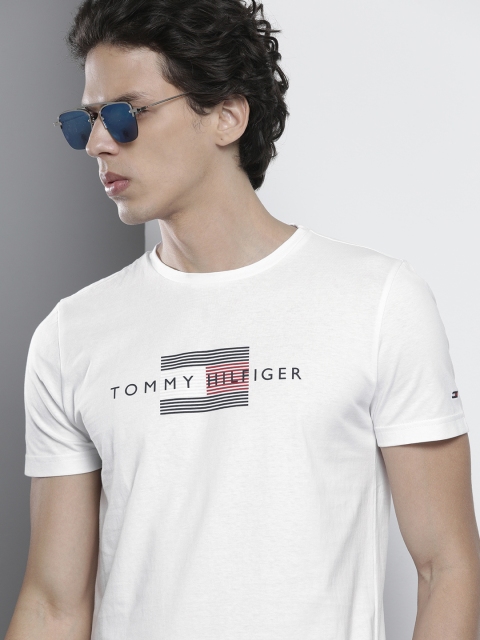 

Tommy Hilfiger Men White Typography Printed Organic Cotton Pure Cotton T-shirt