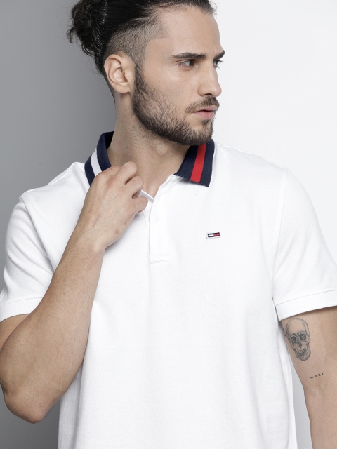 

Tommy Hilfiger Men White Polo Collar Pure Cotton T-shirt