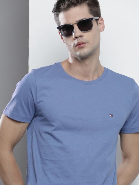 

Tommy Hilfiger Men Blue Solid Round Neck Organic Cotton T-shirt