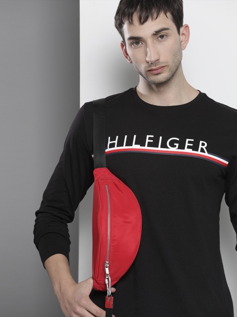 

Tommy Hilfiger Men Black White Typography Printed Organic Cotton T-shirt