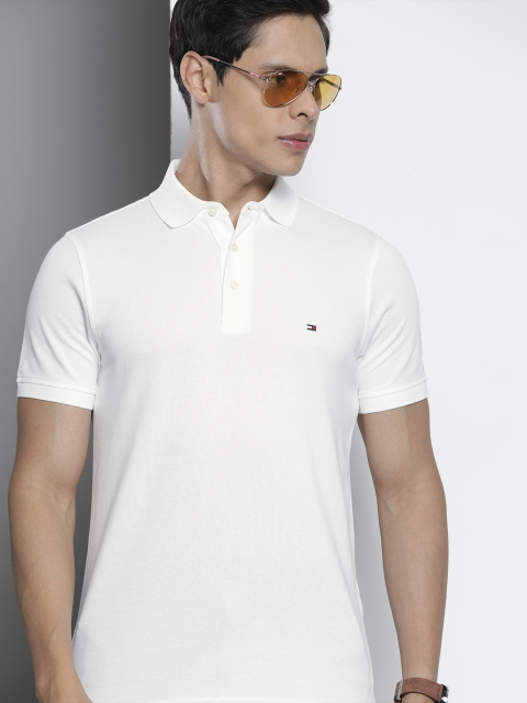 

Tommy Hilfiger Men White Polo Collar Slim Fit T-shirt