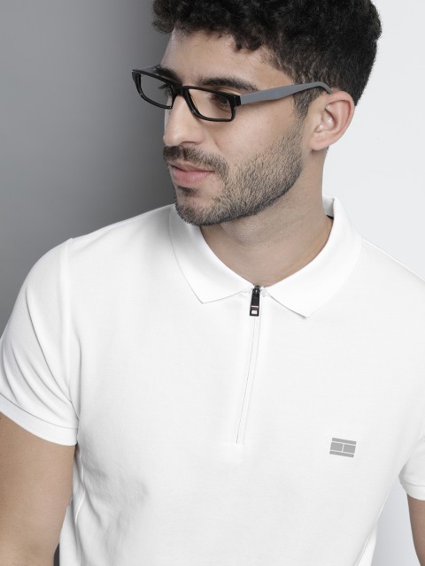

Tommy Hilfiger Men White Polo Collar Moisture Wicking Slim Fit T-shirt