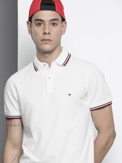 

Tommy Hilfiger Men White Polo Collar Slim Fit T-shirt