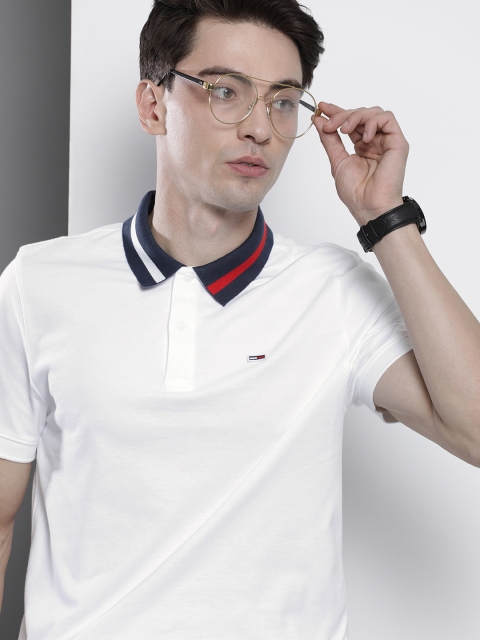 

Tommy Hilfiger Men White Contrast Polo Collar T-shirt With Printed Detail