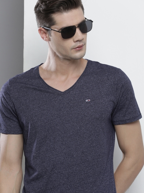 

Tommy Hilfiger Men Navy Blue V-Neck Slim Fit T-shirt