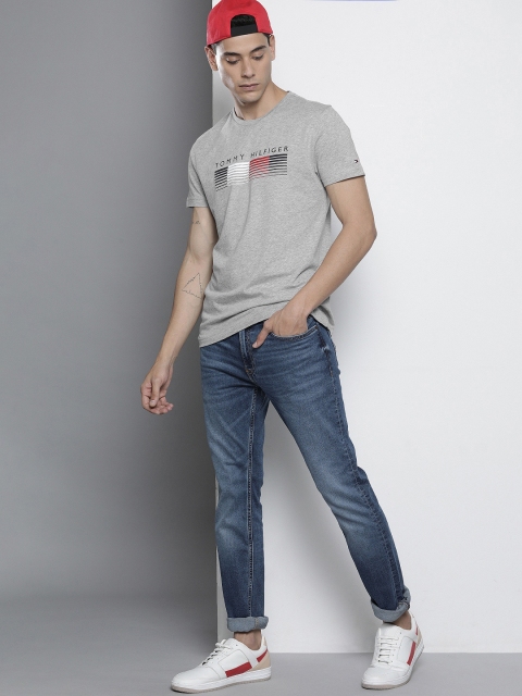 

Tommy Hilfiger Men Grey Melange Brand Logo Printed Organic Cotton T-shirt