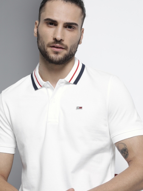 

Tommy Hilfiger Men White Polo Collar Slim Fit T-shirt