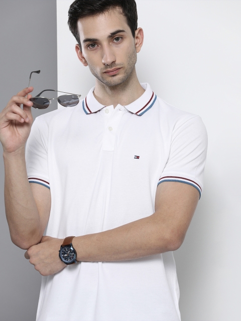 

Tommy Hilfiger Men White Polo Collar Organic Cotton T-shirt