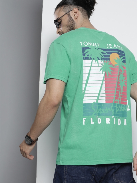 

Tommy Hilfiger Men Green Printed Loose Organic Cotton T-shirt