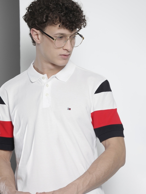 

Tommy Hilfiger Men White & Black Colourblocked Polo Collar T-shirt