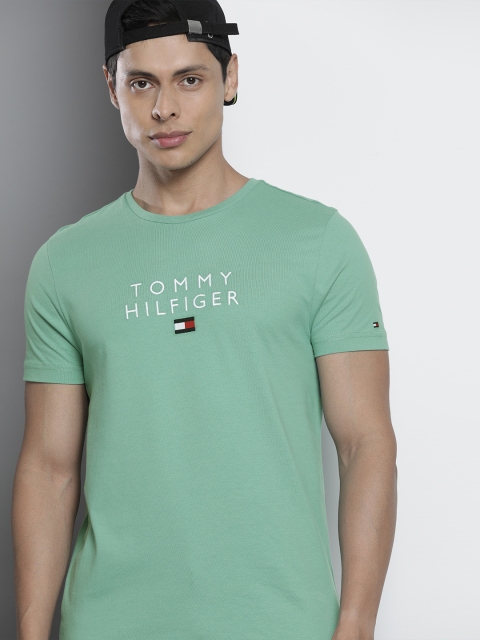 

Tommy Hilfiger Men Green Brand Logo Embroidered Organic Cotton T-shirt