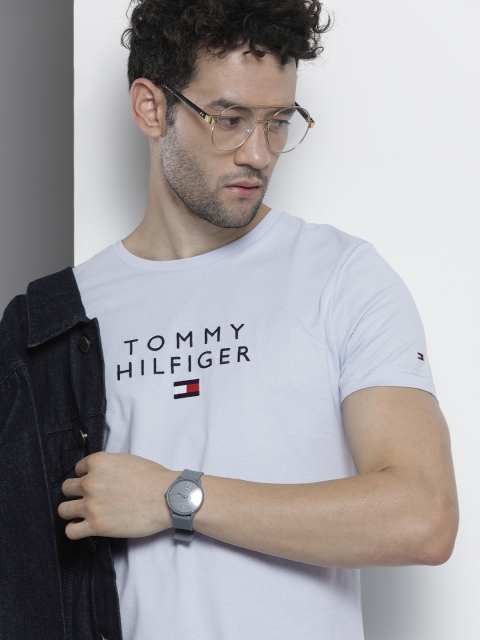 

Tommy Hilfiger Men Blue Brand Logo Applique Detail Organic Cotton T-shirt