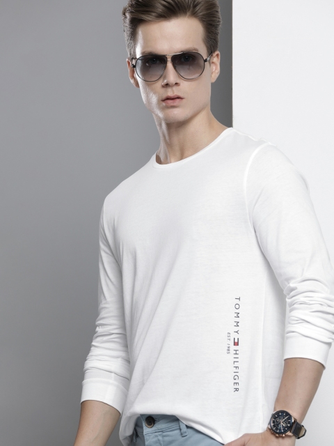 

Tommy Hilfiger Men White Placement Printed Pure Cotton T-shirt