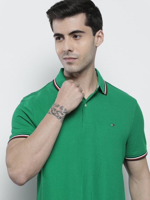 

Tommy Hilfiger Men Green Polo Collar T-shirt