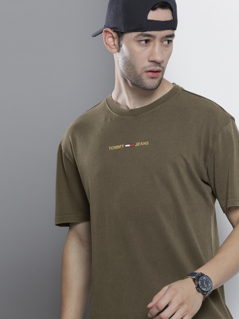 

Tommy Hilfiger Men Olive Green Organic Cotton T-shirt
