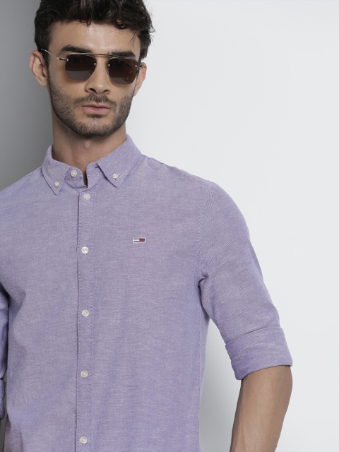 

Tommy Hilfiger Men Purple Solid Slim Fit Casual Shirt
