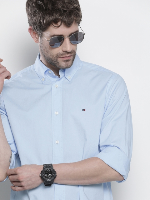 

Tommy Hilfiger Men Light Blue Solid Casual Shirt