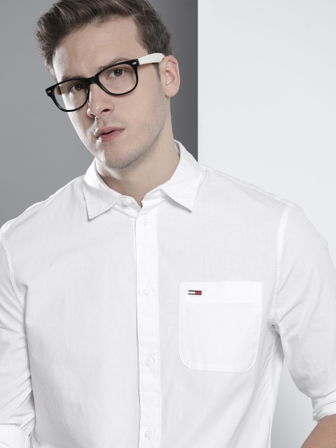 

Tommy Hilfiger Men White Organic Cotton Opaque Casual Shirt