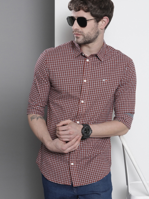 

Tommy Hilfiger Men Red Slim Fit Gingham Checked Casual Shirt