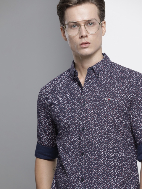 

Tommy Hilfiger Men Navy Blue Slim Fit Printed Casual Shirt