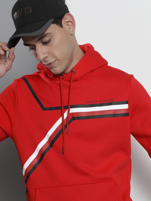 

Tommy Hilfiger Men Red Printed Hooded Sweatshirt