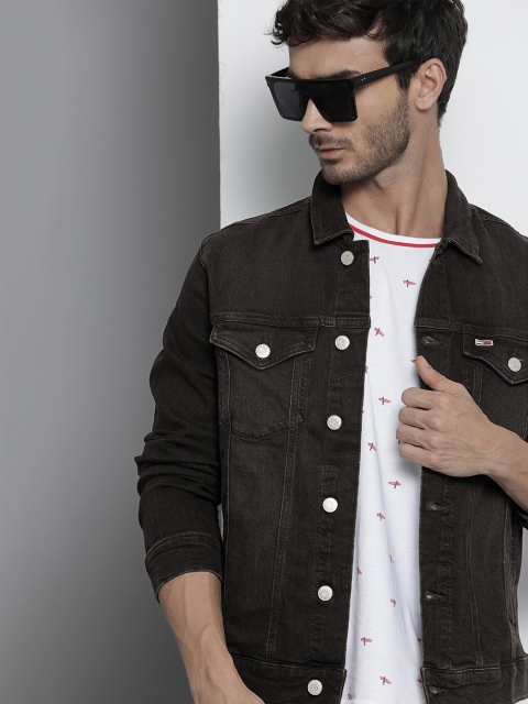 

Tommy Hilfiger Men Black Solid REGULAR TRUCKER Denim Jacket