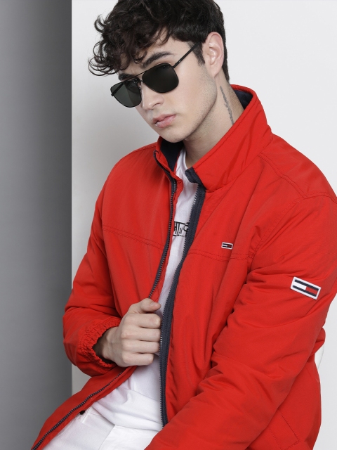 

Tommy Hilfiger Men Red Solid Mock-Collar Padded Jacket