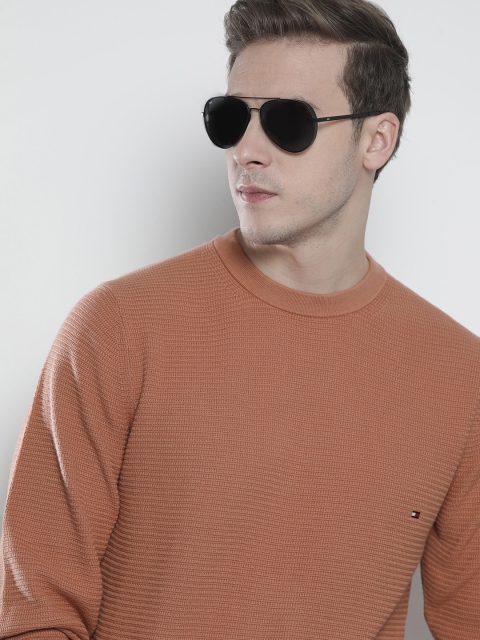 

Tommy Hilfiger Men Brown Self Design Pullover Sweater
