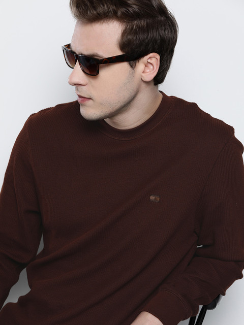 

Tommy Hilfiger Men Brown Self Design Sweatshirt