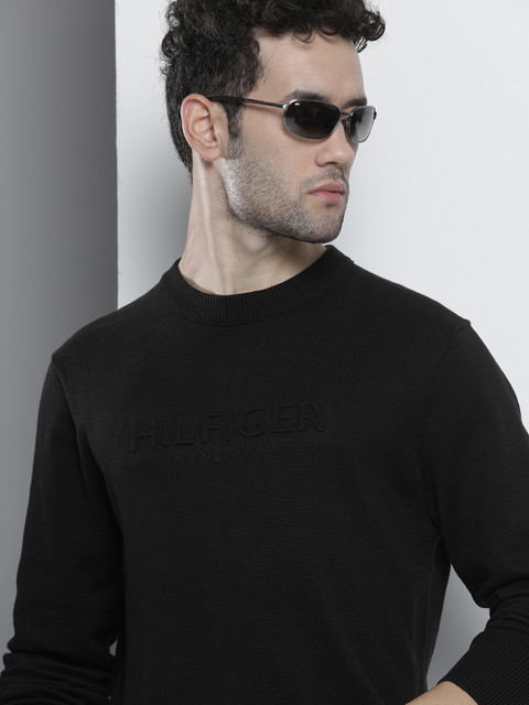 

Tommy Hilfiger Men Black Typography Embrossed Print Organic Cotton Pullover
