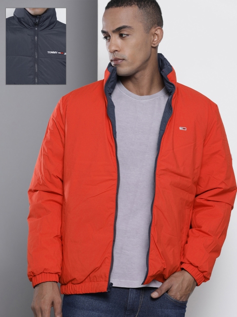 

Tommy Hilfiger Men Navy Blue & White Colourblocked Reversible Puffer Jacket