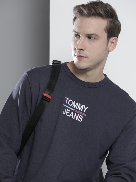 

Tommy Hilfiger Men Navy Blue & White Embroidered Sweatshirt