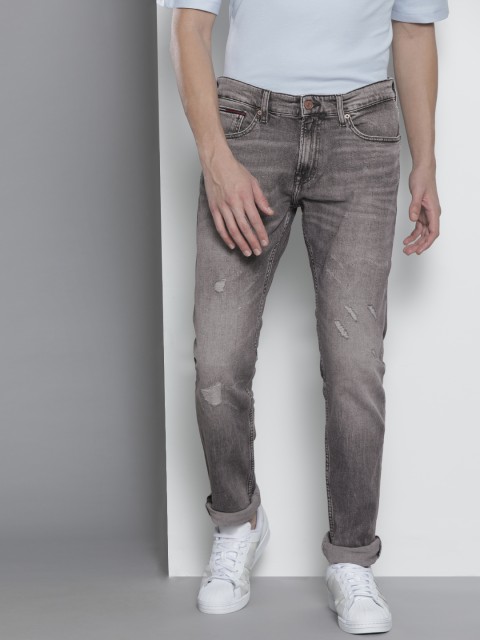 

Tommy Hilfiger Men Grey Slim Fit Mildly Distressed Light Fade Stretchable Jeans