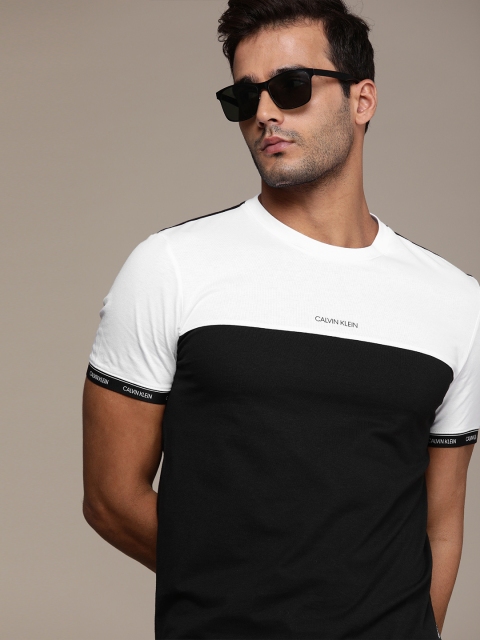 

Calvin Klein Jeans Men Black & White Colourblocked Monochrome T-shirt