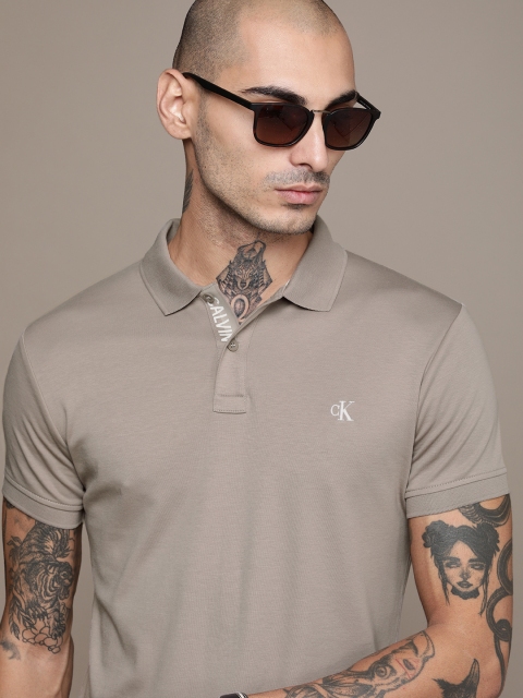 

Calvin Klein Jeans Men Grey Polo Collar Slim Fit T-shirt