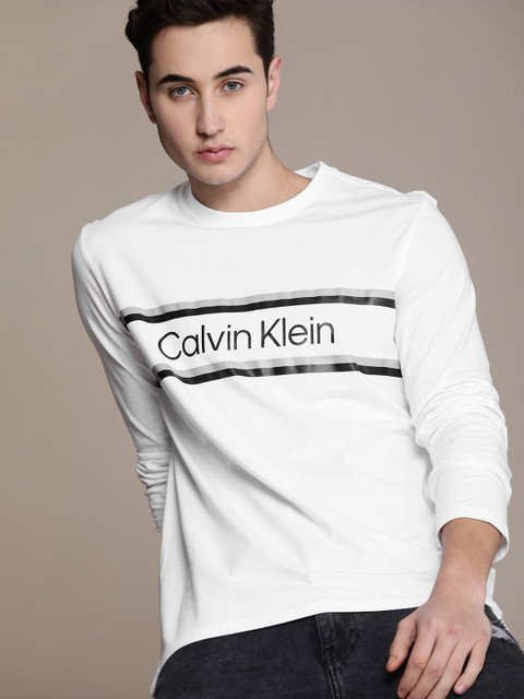 

Calvin Klein Jeans Men White Brand Logo Printed T-shirt