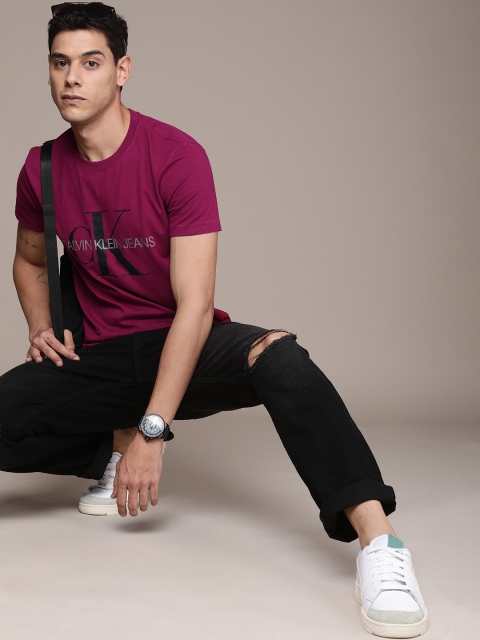 

Calvin Klein Jeans Men Maroon Brand Logo Printed Organic Cotton T-shirt