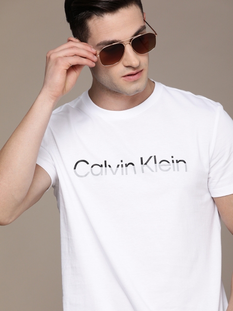 

Calvin Klein Jeans Men White Brand Logo Printed T-shirt