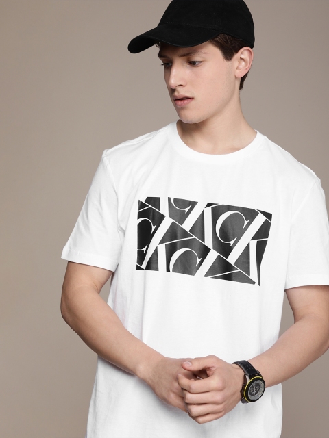 

Calvin Klein Jeans Men White Brand Logo Printed T-shirt