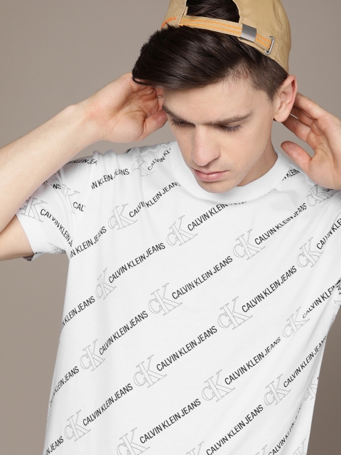 

Calvin Klein Jeans Men White & Black Printed T-shirt