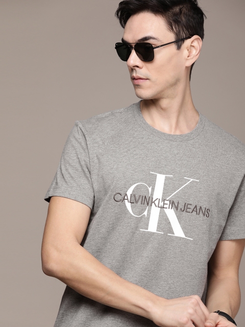 

Calvin Klein Jeans Men Grey Brand Logo Printed T-shirt