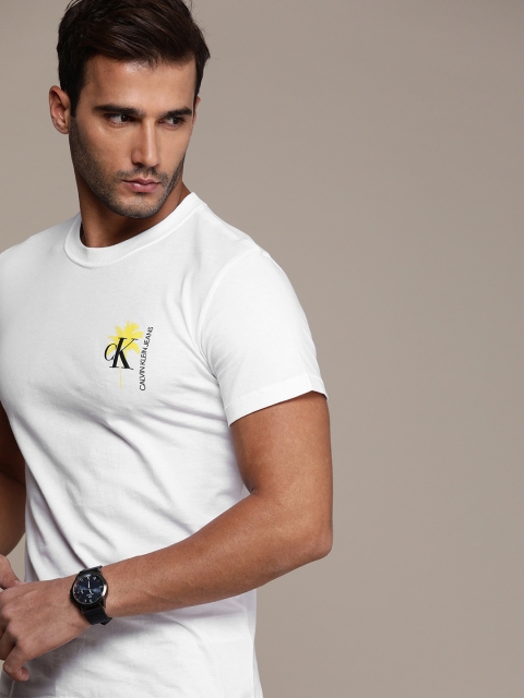

Calvin Klein Jeans Men White Back Typography Printed Pure Cotton T-shirt
