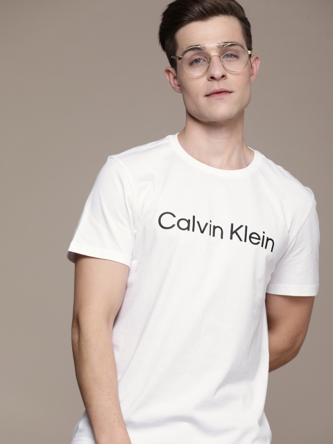 

Calvin Klein Jeans Men White Printed Pure Cotton T-shirt