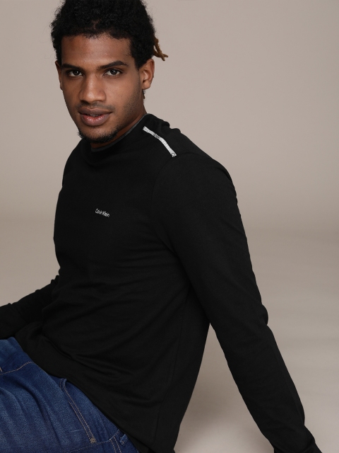 

Calvin Klein Jeans Men Black Brand Logo Pure CottonT-shirt
